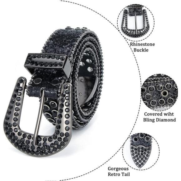 Womens Rhinestones Studded Belts Bling Big Diamond Cowgirl Cowboy Waist Belt main image 5